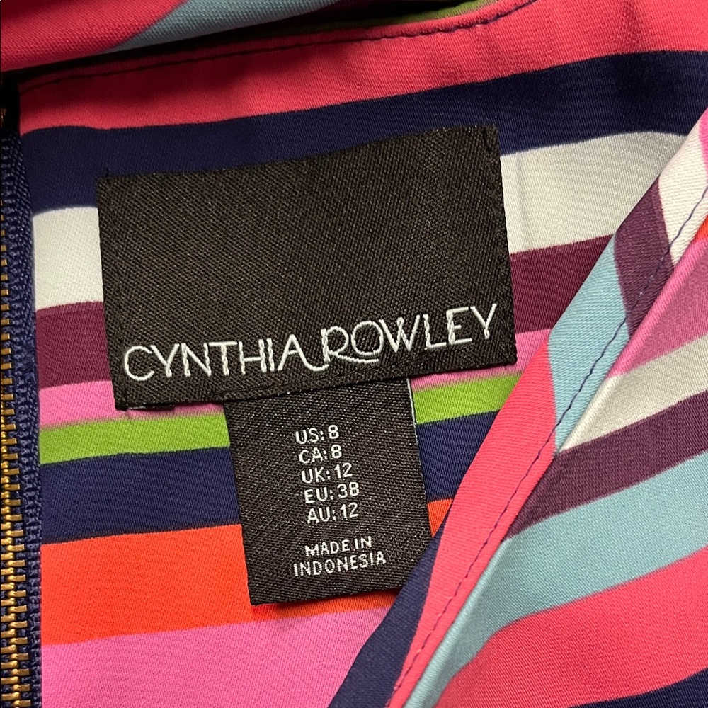 Cynthia Rowley Multicolor Striped Short Sleeve Shift Dress - Picture 15 of 16